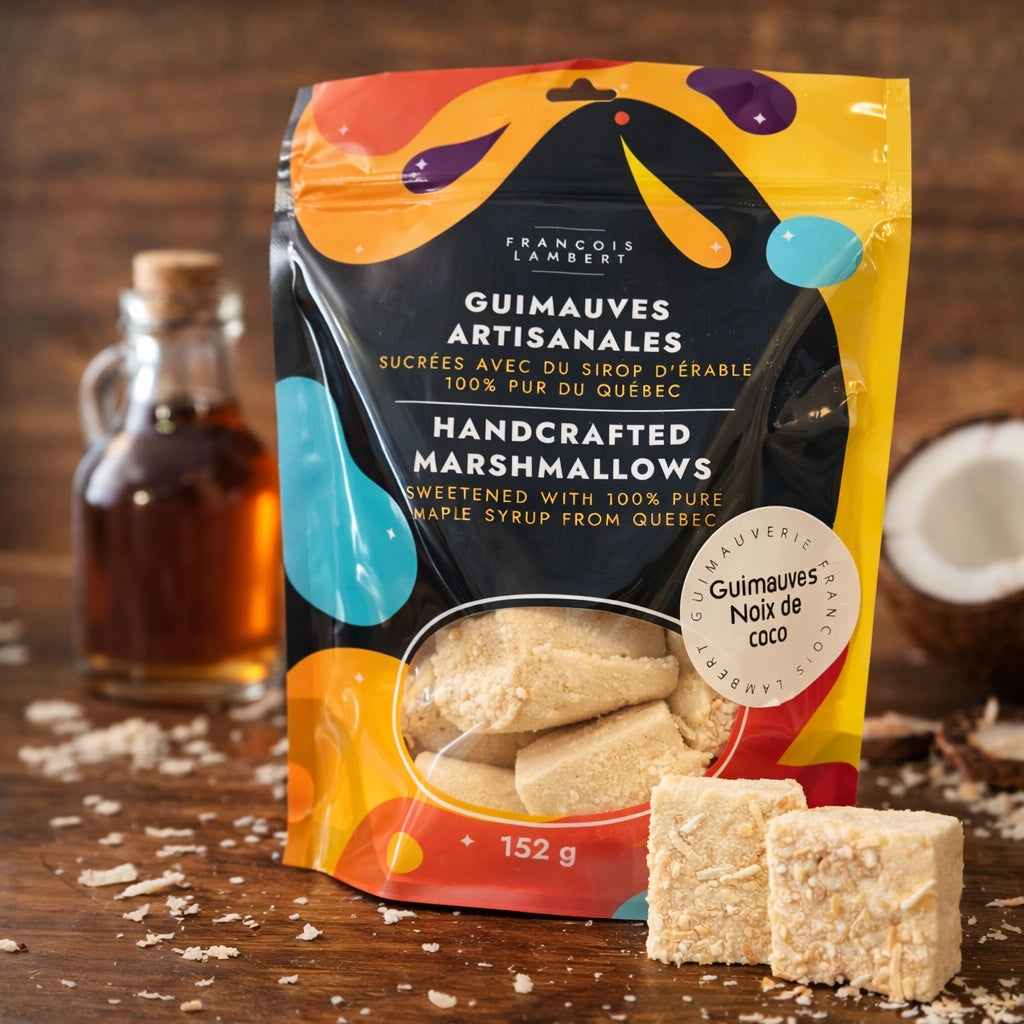 Handmade coconut and maple syrup marshmallows