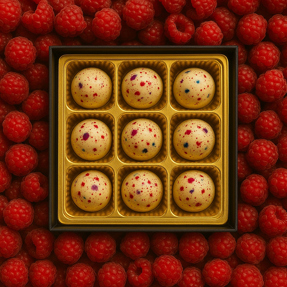 chocolats blancs farcis à la framboise