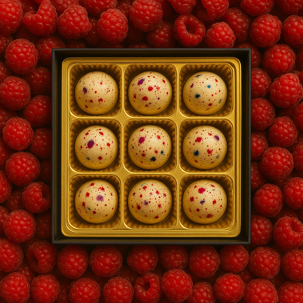 chocolats blancs farcis à la framboise