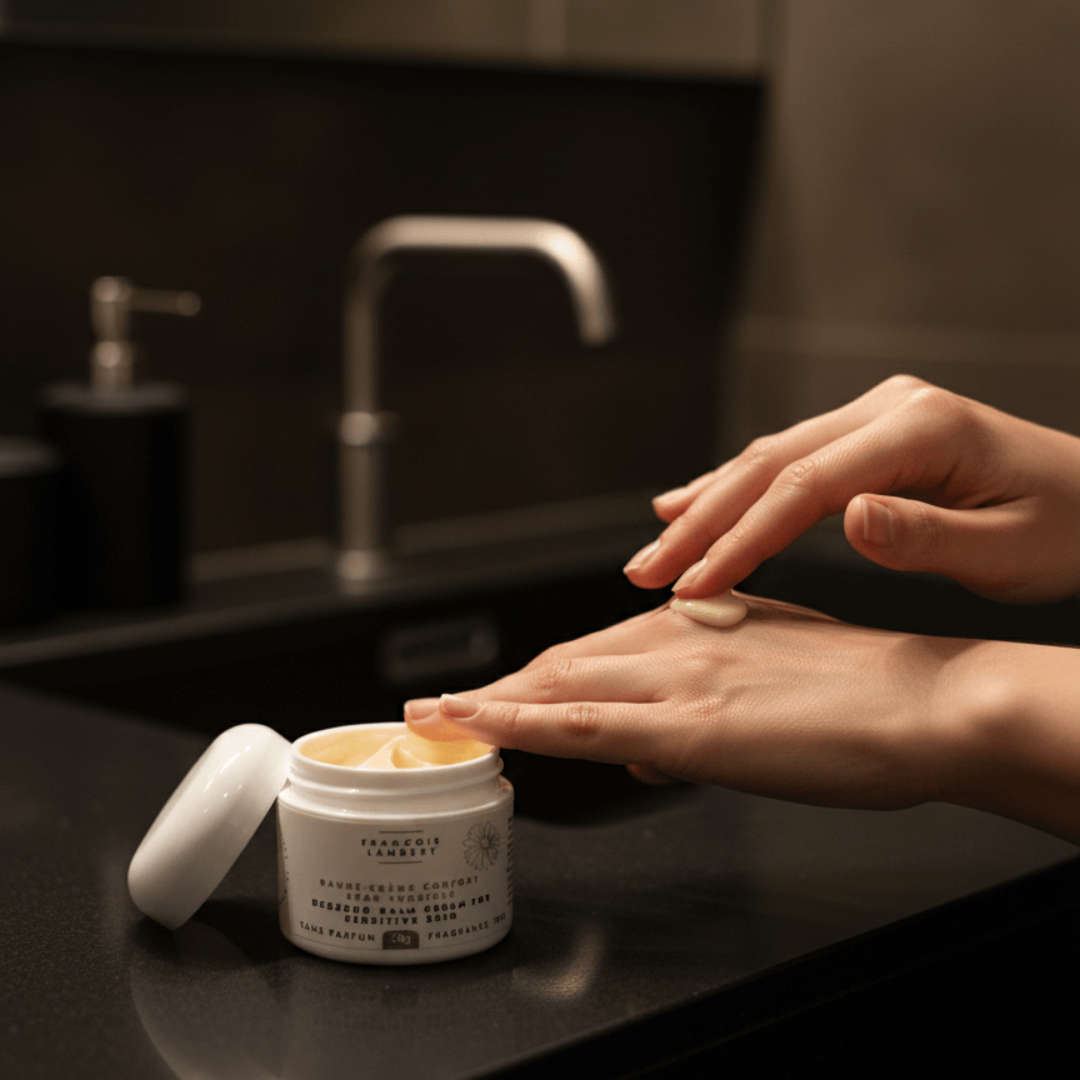 main féminine appliquant de la crème