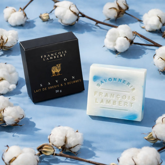 Savon au lait de brebis – Doux coton frais (20g) | Cadeau avec toute commande