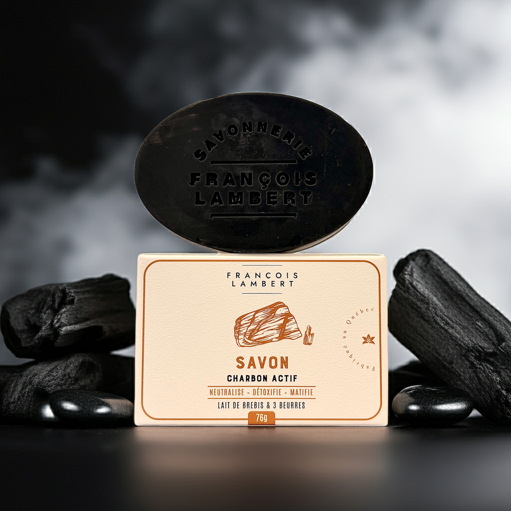 Savon au Charbon Activé & Lait de Brebis – Odeurs, Acné, Peau Sensible