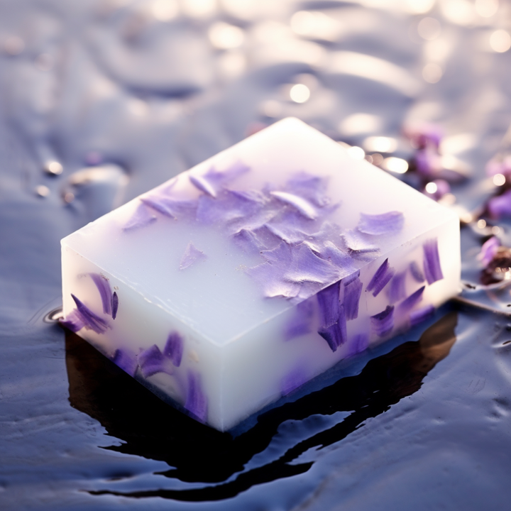 savon à la lavande flottant sur la surface de l&