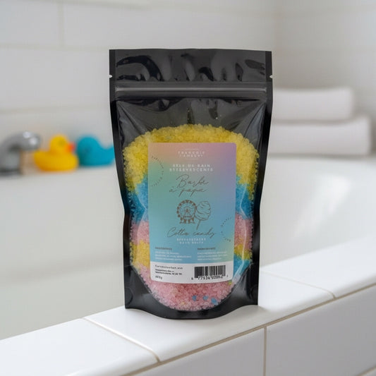 Sel de bain effervescent à la barbe à papa