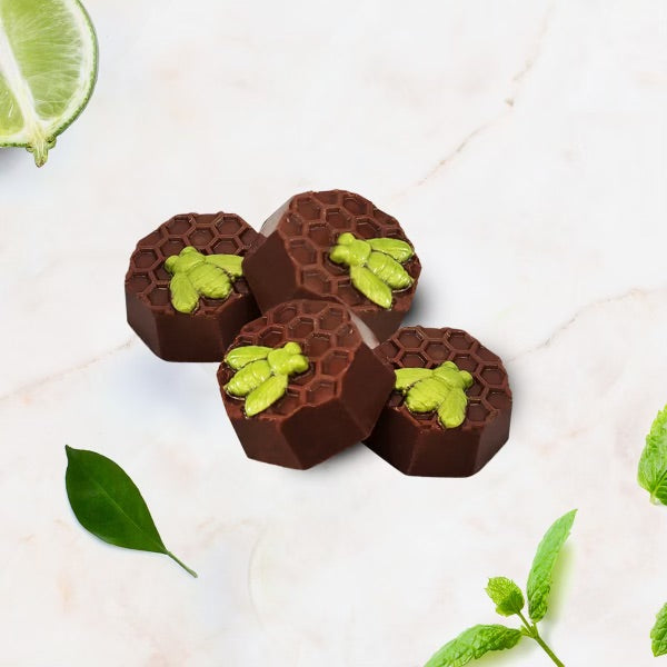 Chocolats au lait farcis_ganache menthe et lime_chocolaterie francois lambert