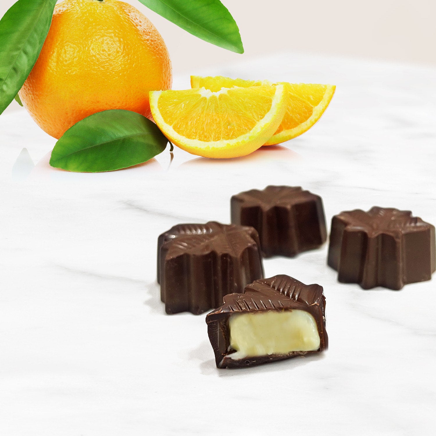 chocolats noirs farcis à l'orange